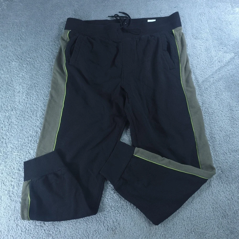 True Religion Jogger Pants Mens XL Black Quilted Colorblock Elastic Waist Cuffed